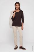 Olsen Lisa Straight Beige Cotton Women's Trousers – Boho Chic - 40 image