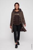 Olsen Women's Wool Coat With Extra Insulation And A Herringbone Weave - Boho Chic - Brown - 40 image
