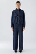 Oui Check Trousers - Dark Blue/ Grey - 40 image