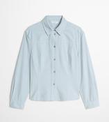 Marc O Polo Fitted Long-Sleeve Fine-Cord Blouse - Glacial Blue - 34