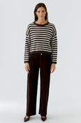 Oui Stripe Pullover - Dark Brown/ White - 36