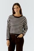 Oui Stripe Pullover - Dark Brown/ White - 34 image