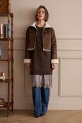 Oui  Cosy Jacket In Shearling Look - Brown - 36 image