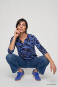 Olsen Clara Shirt With All-Over Design And Tunic Neckline - Coastal Look - Cobalt - 38