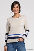 Olsen Henny  Sweater With Striped Pattern And Round Neck - Almond Beige Melange - Coastal Look - 38 image