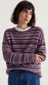 Seasalt Fruity Striped Jumper - Ripple Marks Purple Coral Mix - uk10