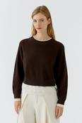 Oui Pullover - Dark Brown White - 36