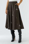 Oui  Midi Skirt - Grey/Camel - 40