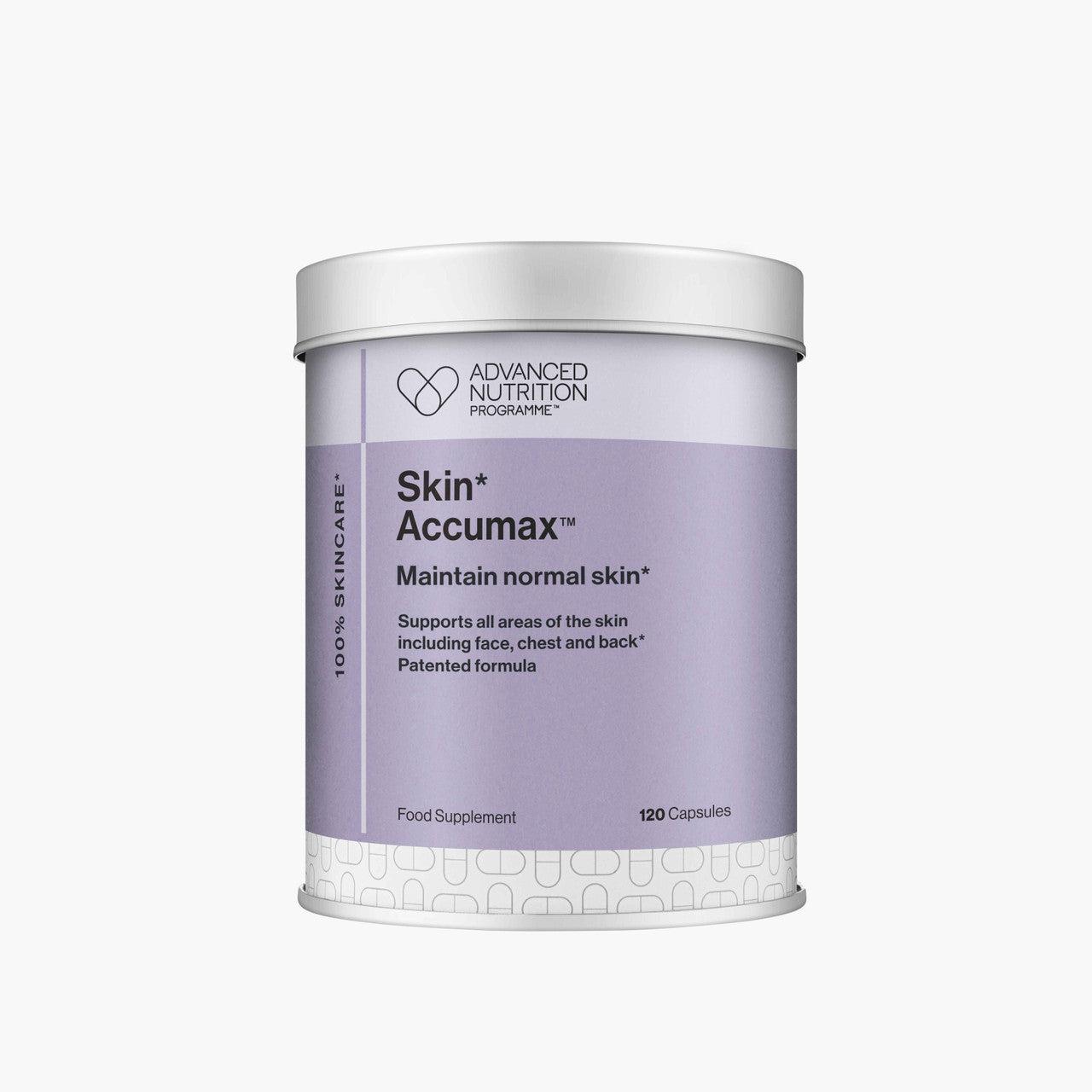 Advanced Nutrition Programme Skin Accumax Food Supplement 60 Capsules for Problem Skin Clarifies Complexion Supports Face Chest Back