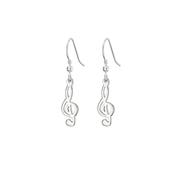 Drop Sterling Silver Treble Clef Earrings image