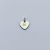 Single Sterling Silver Frosted Heart With Stamped Initial Pendant image