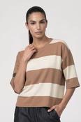 Monari Colour Block Sweatshirt in Brown Sugar Striped image
