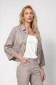 Monari Denim Jacket with Ornamental Pattern in Taupe