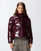Pinko Padded Crystal Nylon Pea Coat in Bordeaux