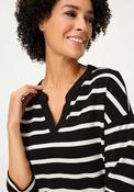 Olsen Striped Rib Knit T-Shirt in Black/White image