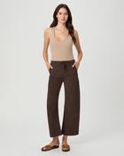 Paige Arellia Ankle Barrel Leg Jean with Tie in Rich Chocolate image