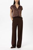 Luisa Cerano Short-Sleeve Silk Blouse in Marone image