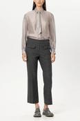 Luisa Cerano Semi-Sheer Shirt with Tie in Pearl