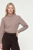 Rich &amp; Royal Striped Ruffled Collar Blouse in Chocolate Torte