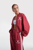 Alix The Label Pinstriped Cropped Training Jacket in Red