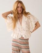 Summum Bohemian Peplum Blouse in Ivory