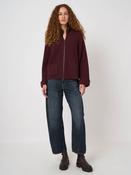 Repeat Italian Lambswool Rib-Knit Zip Cardigan in Lava