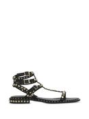 Ash Play Tonal-Studded Flat Sandal in Black