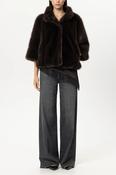 Luisa Cerano Faux Fur Jacket in Truffle image