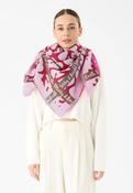 Codello Scarf Jacquard Fabric with Dove Pattern with Red