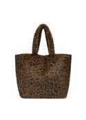 Codello Fake Fur Tote Bag with Leopard Pattern