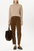 Luisa Cerano Barrel-Leg Velvet Pants in Caramel