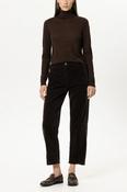 Luisa Cerano Barrel-Leg Velvet Jeans in Truffle image