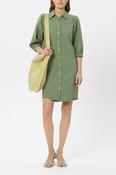 Luisa Cerano Linen-Blend Shirt Dress in Moss Green image