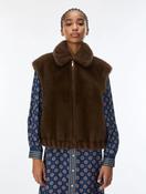 iBlues Epoche Fluffy Gilet in Brown image