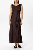 Luisa Cerano Satin Dress with Lace Detail in Marone image