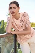 Monari Cardigan with Lace in Peach