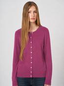 Repeat 100% Cashmere Fine-Knit Cardigan in Grape