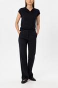 Luisa Cerano Stretch Pants with Waistband Detail in Winter Navy