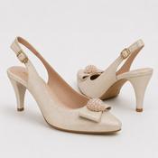 Le Babe Sling-Back High Heel in Beige/Gold image