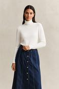 Gant Slim Ribbed Turtleneck in Eggshell
