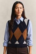 Gant Argyle V-Neck Vest in Evening Blue image