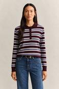 Gant Superfine Lambswool Striped Rugger in Darkened Wine