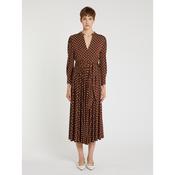 Marella Saqngel Tie Poka-Dot Dress in Brown image