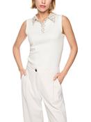 MarcCain Ribbed Top with Chain Logo Print in Off-White image