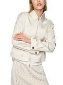 MarcCain Shiny Bomber Jacket in White image