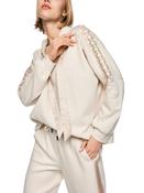 MarcCain Oversized Sweatshirt with Hotfix Stones in Beige image