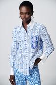 Herzen Blouse with Silk Insert in Azure White Multi image