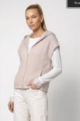 Monari Knitted Vest with Full-Length Zipper in Rosewater