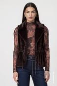 Monari Faux Fur Gilet Jacket in Black Coffee