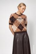 Monari Diamond Patterned Jumper in Black Coffee Pattern image